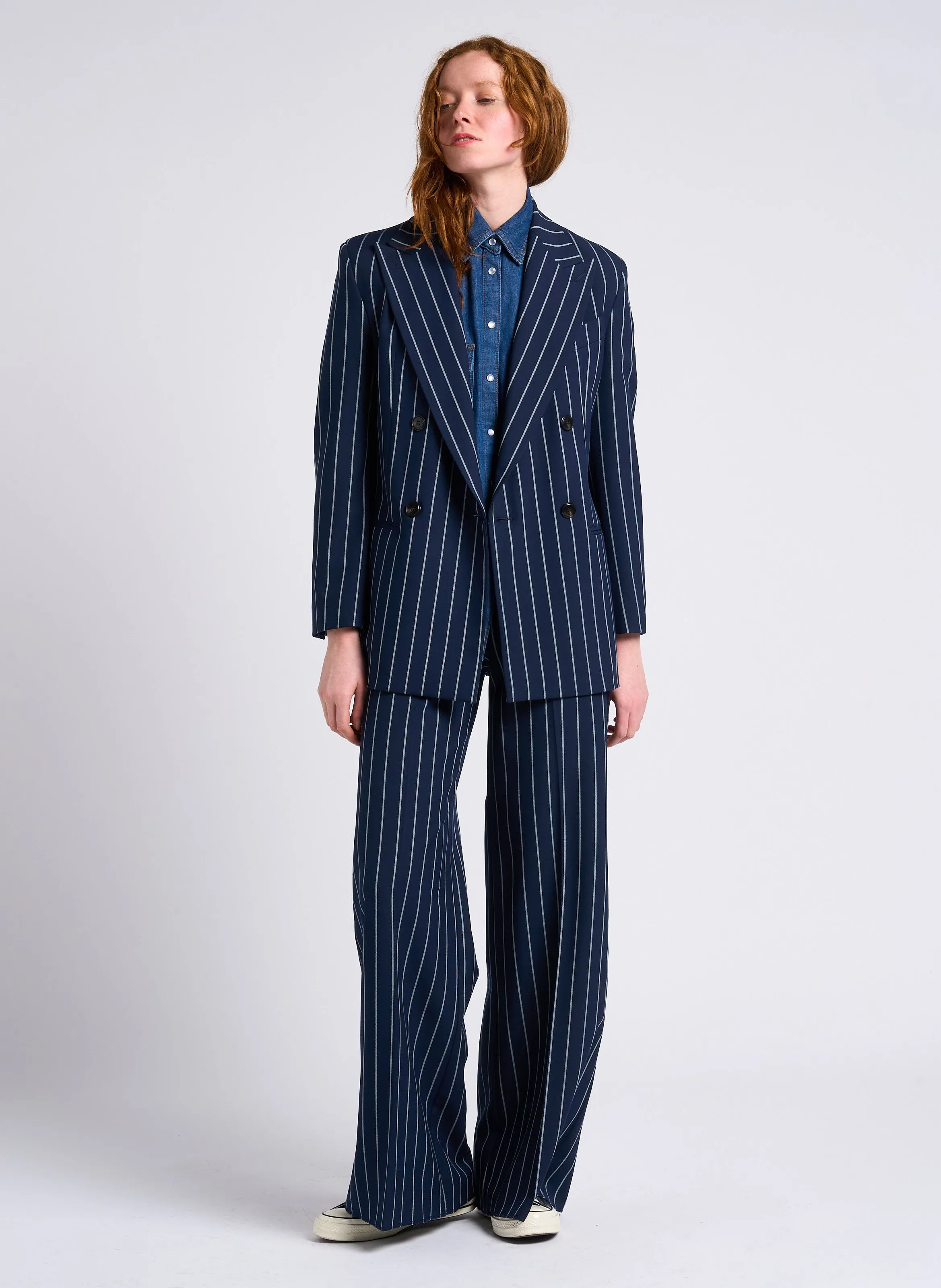 MAX&CO. BONN  CHAQUETA DE SASTRE A RAYAS EN AZUL