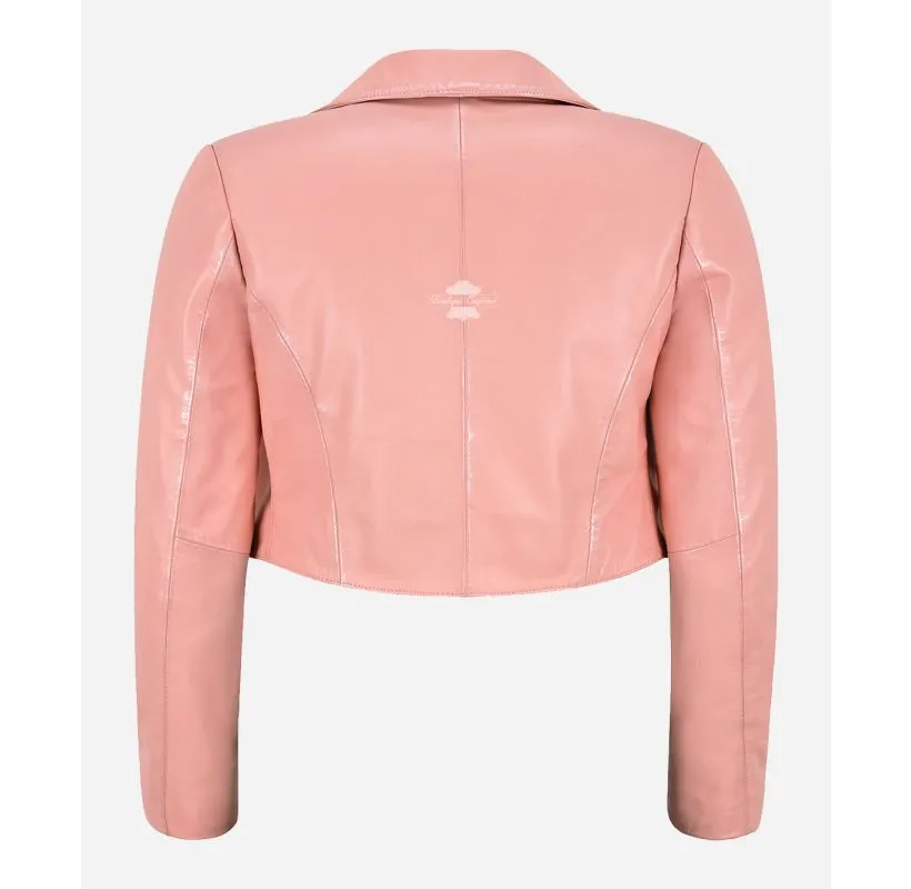 MAXIM Ladies Shrug Lapel Collared Open Front Leather Cropped Bolero Jacket