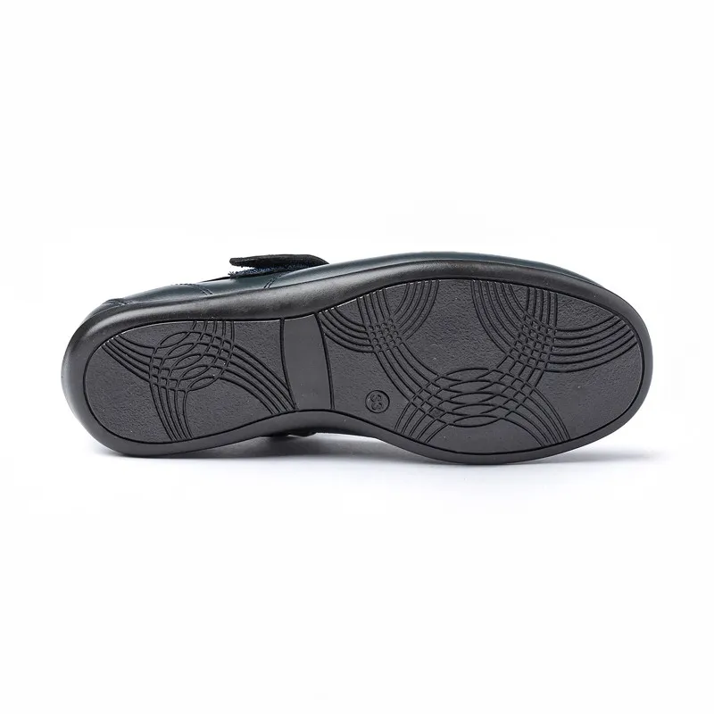 Merceditas Colegiales Niña Piel Napa Velcro 460 Marino, de Angelitos