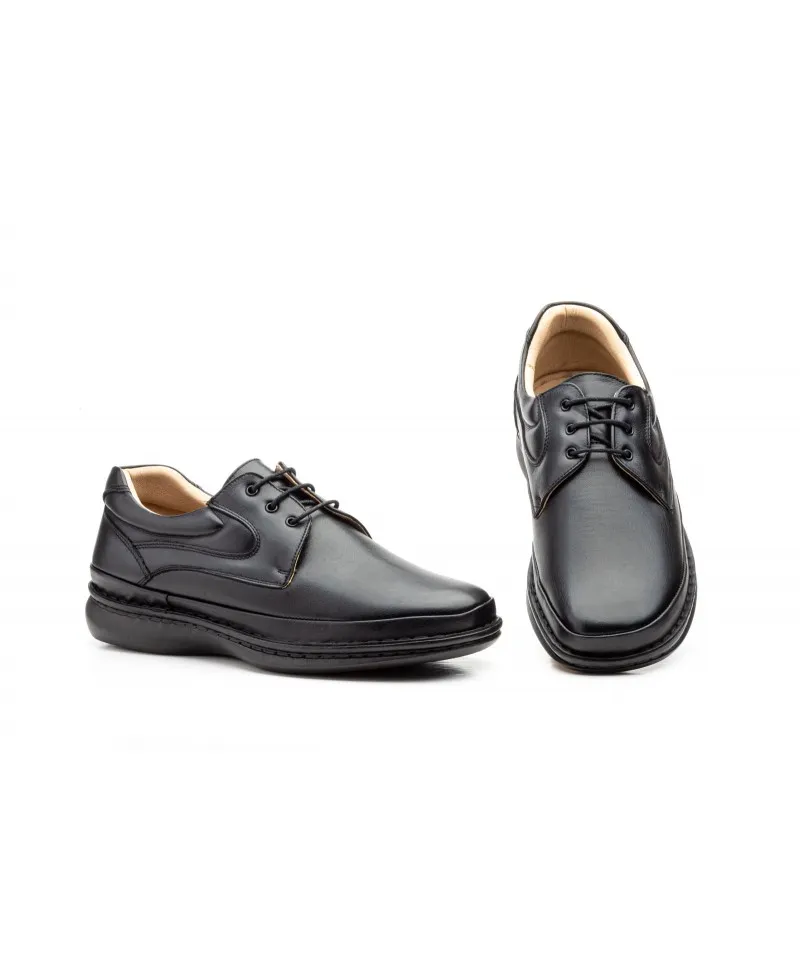 Mocasines Cactus Hombre Piel Negro Cordones