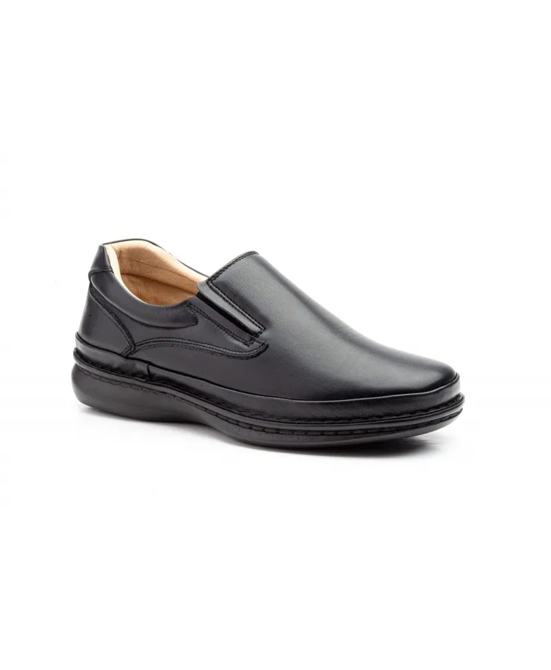 Mocasines Cactus Hombre Piel Negro Elásticos