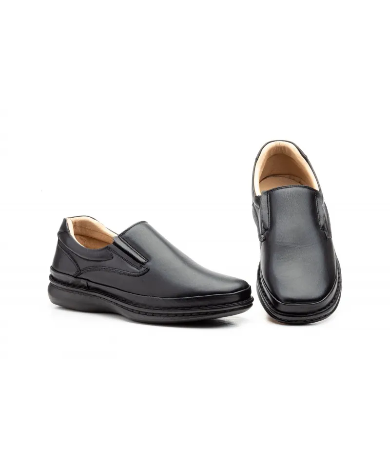 Mocasines Cactus Hombre Piel Negro Elásticos