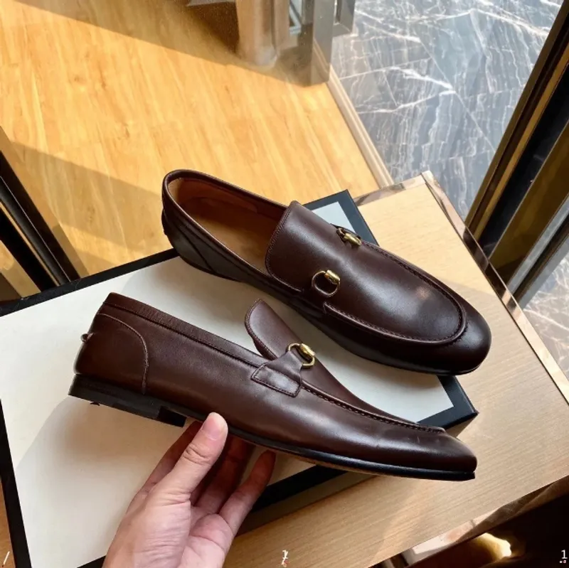 Mocasines Jordaan de cuero para hombre, zapatos de vestir de diseñador, moda de lujo, mocasines informales G HORSEBIT, zapatos v