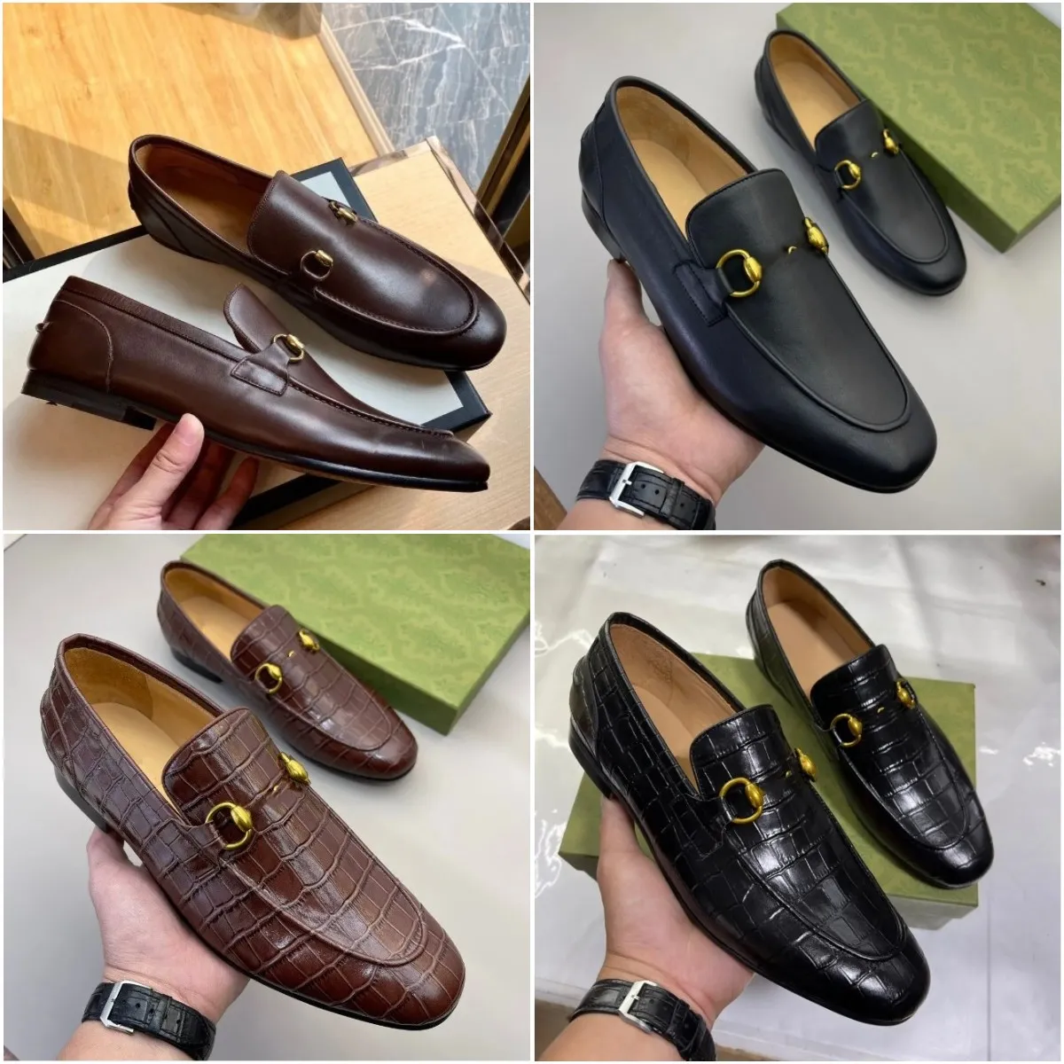 Mocasines Jordaan de cuero para hombre, zapatos de vestir de diseñador, moda de lujo, mocasines informales G HORSEBIT, zapatos v