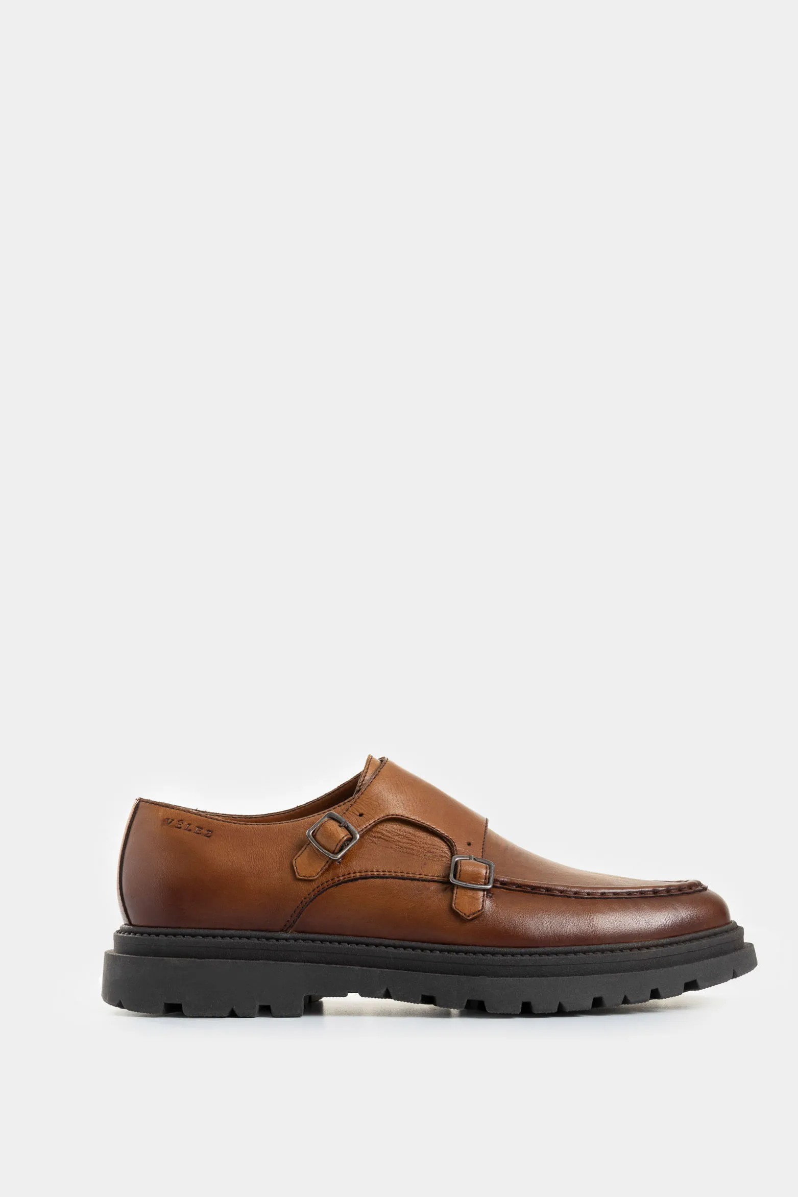 Mocasines luster 2 de cuero liso para hombre silueta monkstrap
