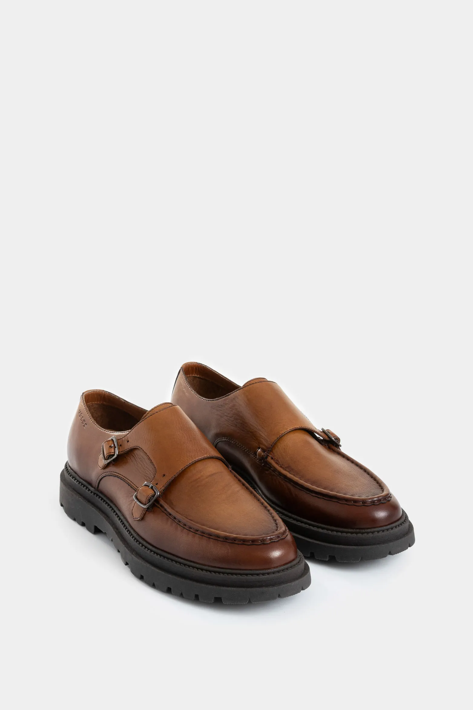 Mocasines luster 2 de cuero liso para hombre silueta monkstrap