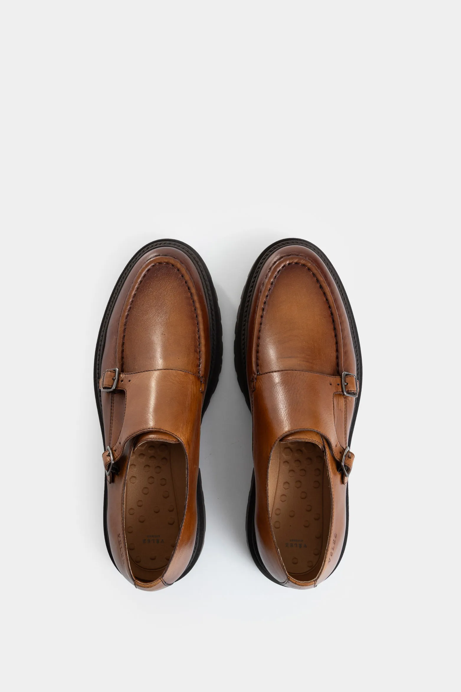 Mocasines luster 2 de cuero liso para hombre silueta monkstrap