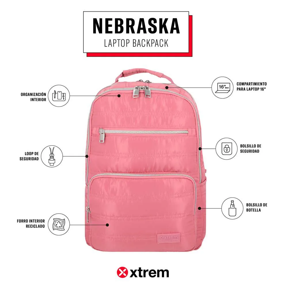 Mochila Notebook Xtrem Nebraska 5XT Rosado/Plateado 16"