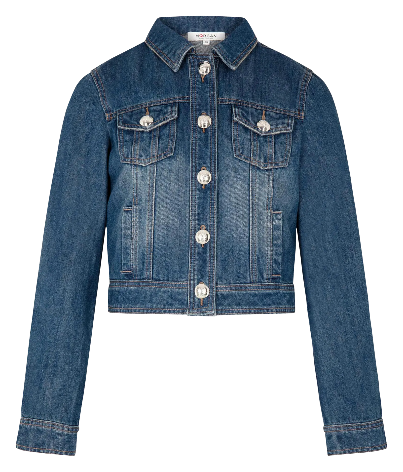 MORGAN VPIM  CHAQUETA CORTA VAQUERA DESTEñIDA EN AZUL