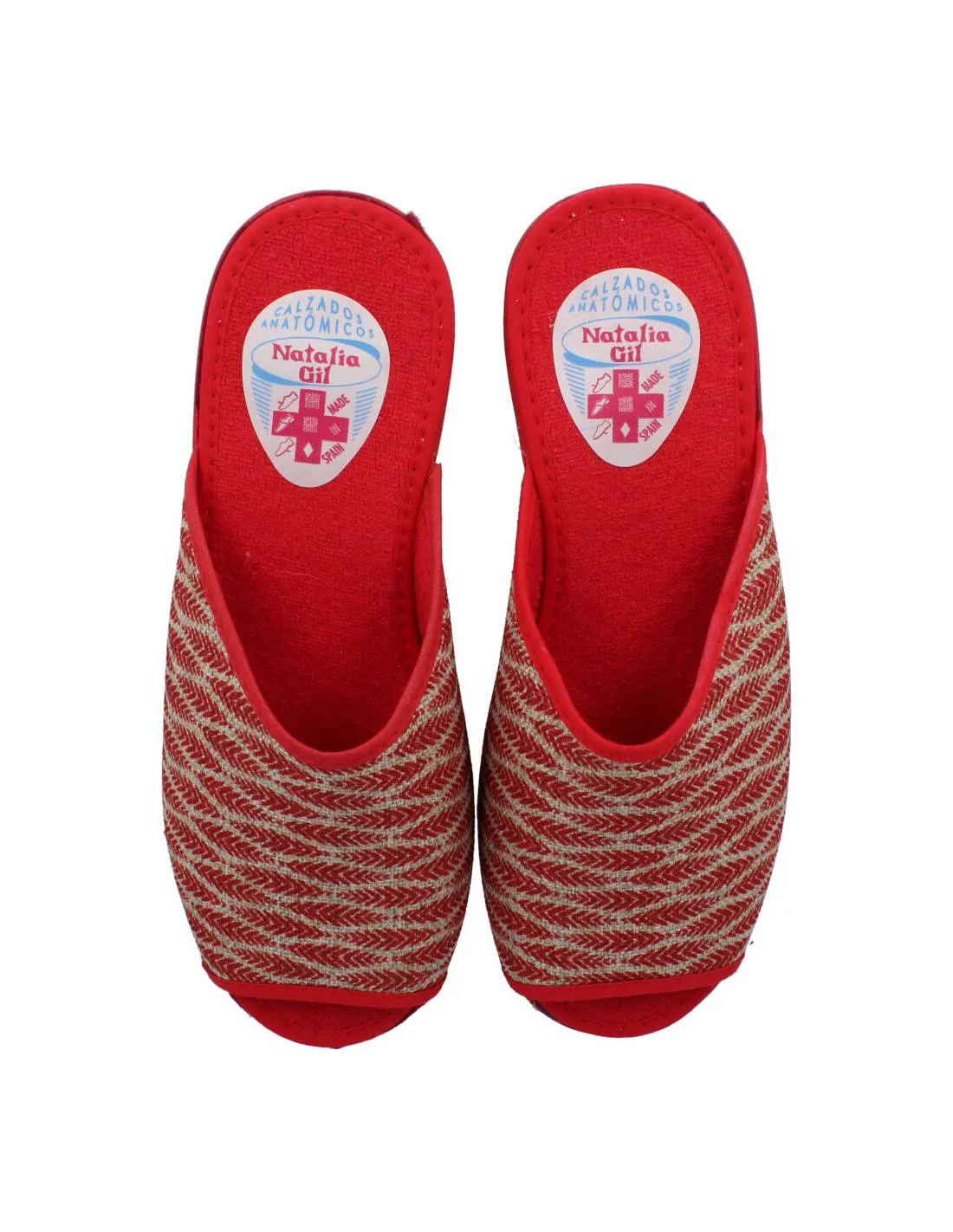 NATALIA  ZAPATILLAS MUJER CUñA ESPIGA ROJO