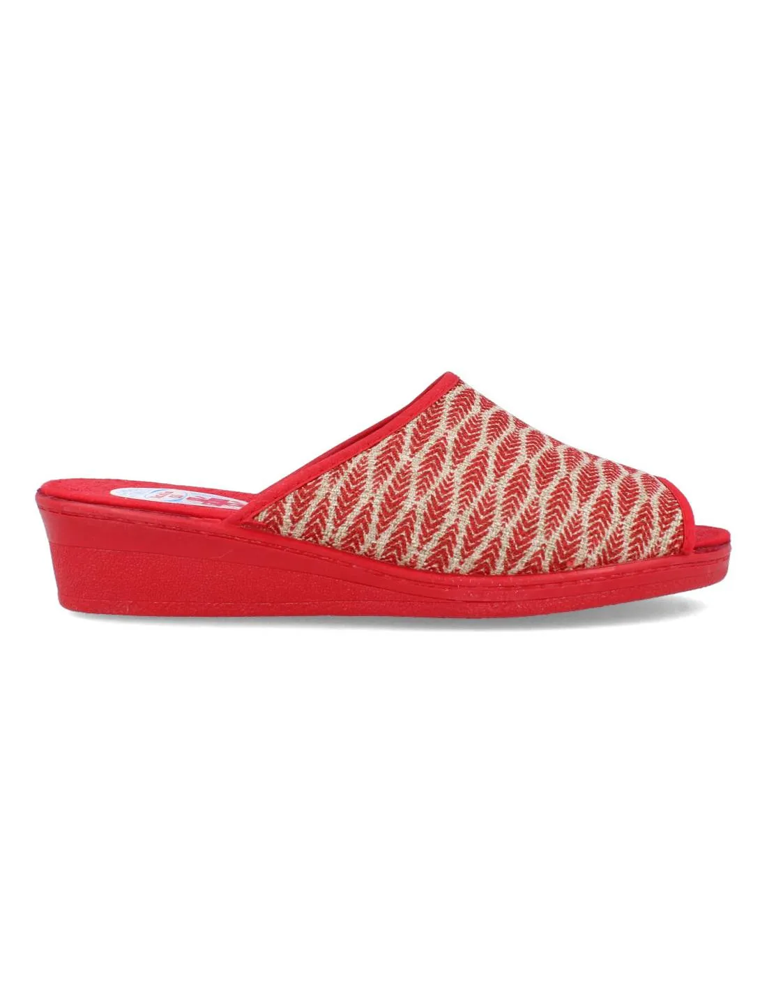 NATALIA  ZAPATILLAS MUJER CUñA ESPIGA ROJO