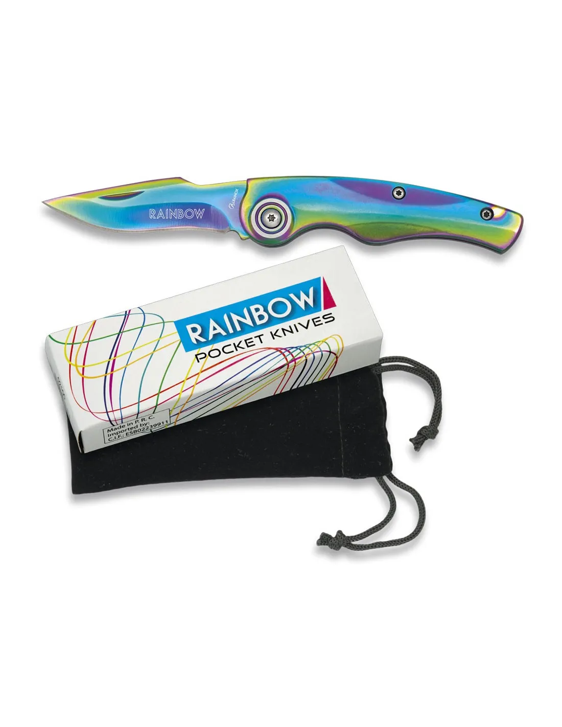 Navaja de bolsillo Rainbow funda terciopelo (15,7 cm.)
