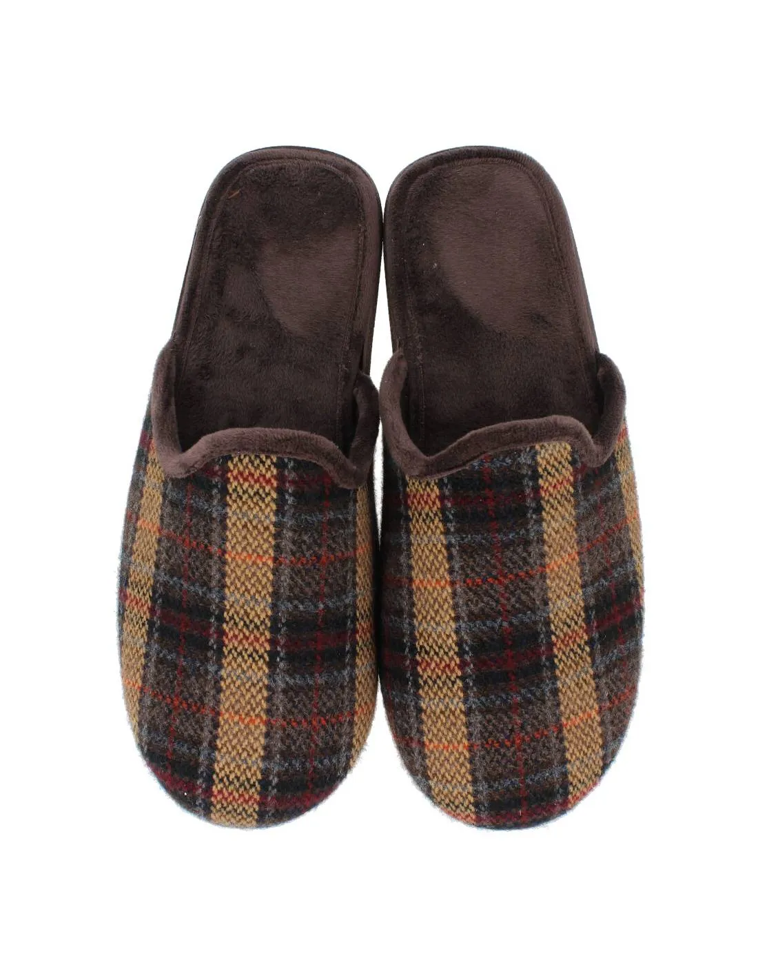 NEVADA  ZAPATILLAS CASA HOMBRE BOSTON CUADROS MARRóN