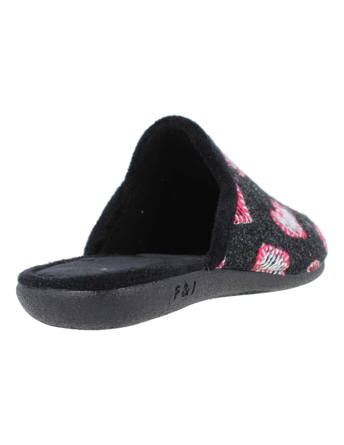 NEVADA  ZAPATILLAS CASA MUJER CORAZONES NEGRO