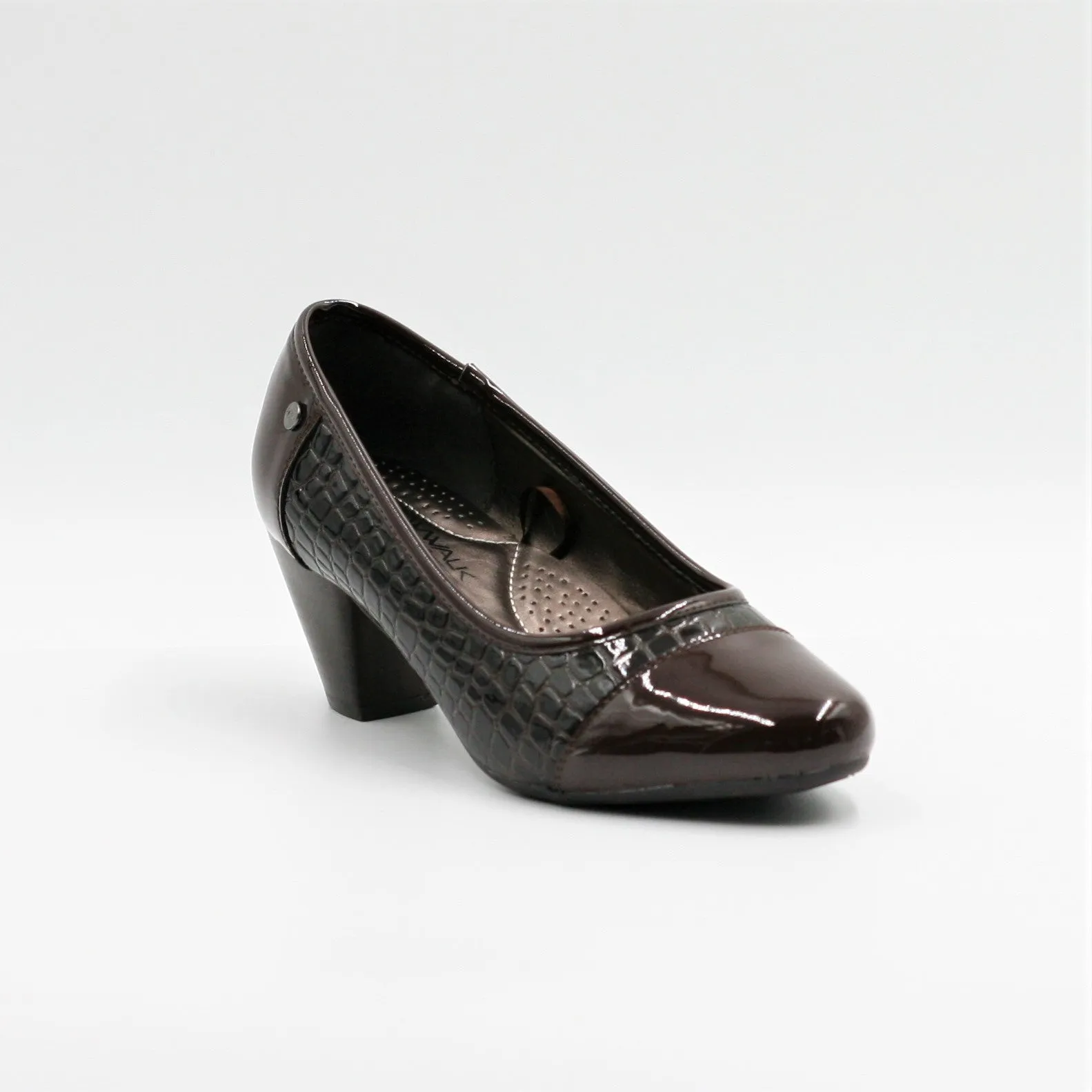 New Walk Zapatos Vestir C/Tacón Medio Café Mujer