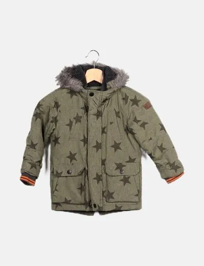 Next Abrigo verde estampado