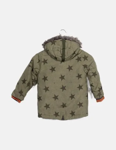 Next Abrigo verde estampado