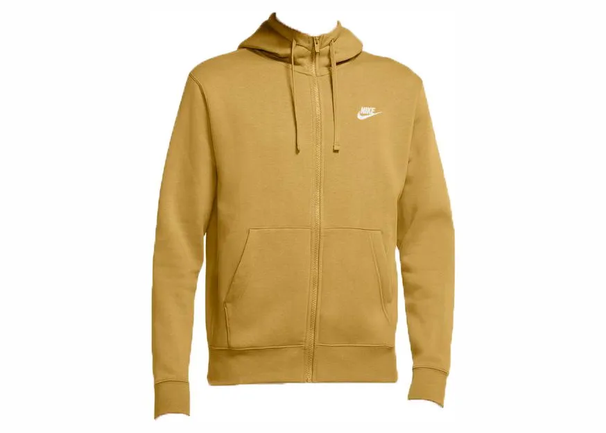 NIKE SPORTSWEAR CLUB FLEECE FULLZIP HOODIE WHEAT GOLD/WHEAT GOLD/WHITE