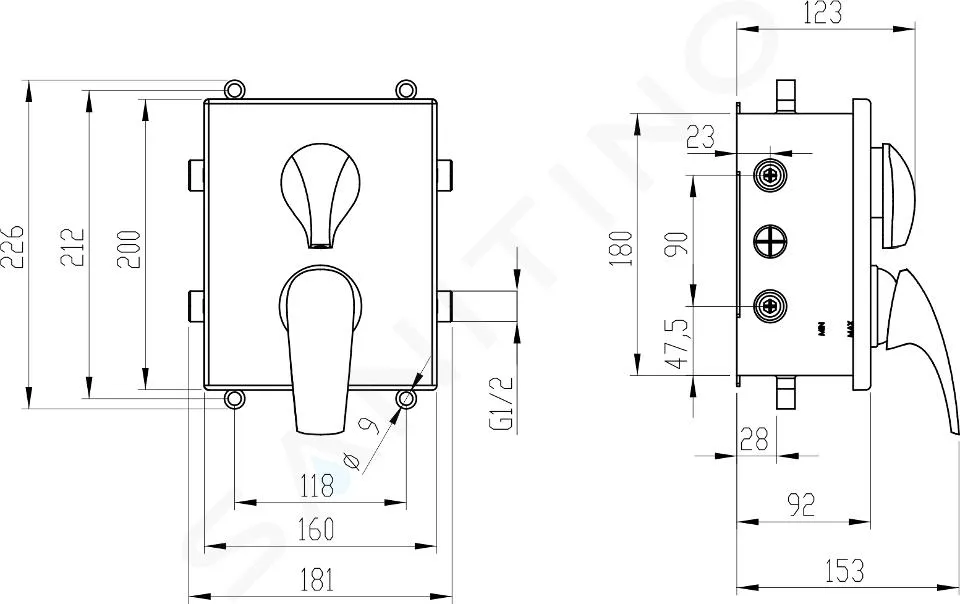 NOVASERVIS METALIA 57  GRIFO EMPOTRADO PARA 2 DISPOSITIVOS CON CUERPO, CROMO BOX57052R,0