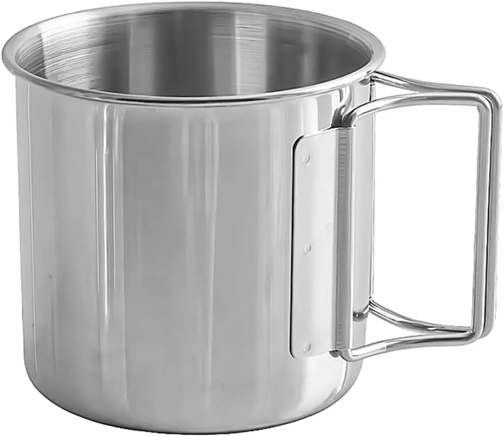 NUZAMAS Set de 6 Camping Campfire Taza con Asa 220ml 330ml 500ml Taza Plegable Acero Inoxidable Café Té Agua Sopa Taza para Send
