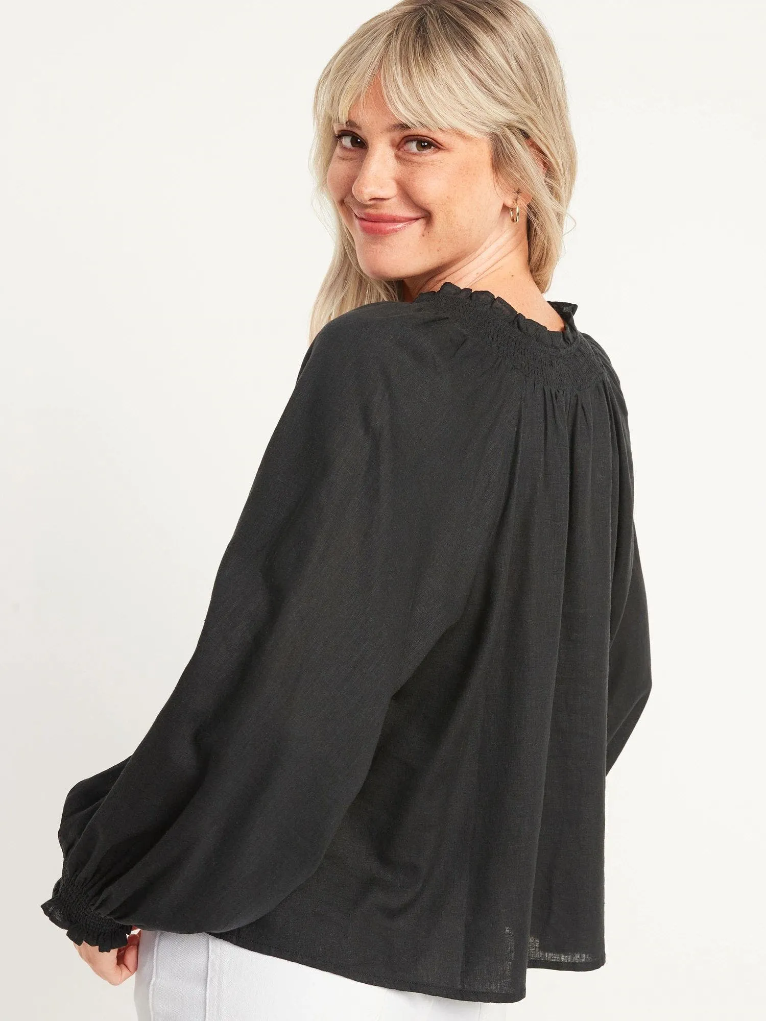 OLD NAVY Blusa de Lino Oversized Mujer