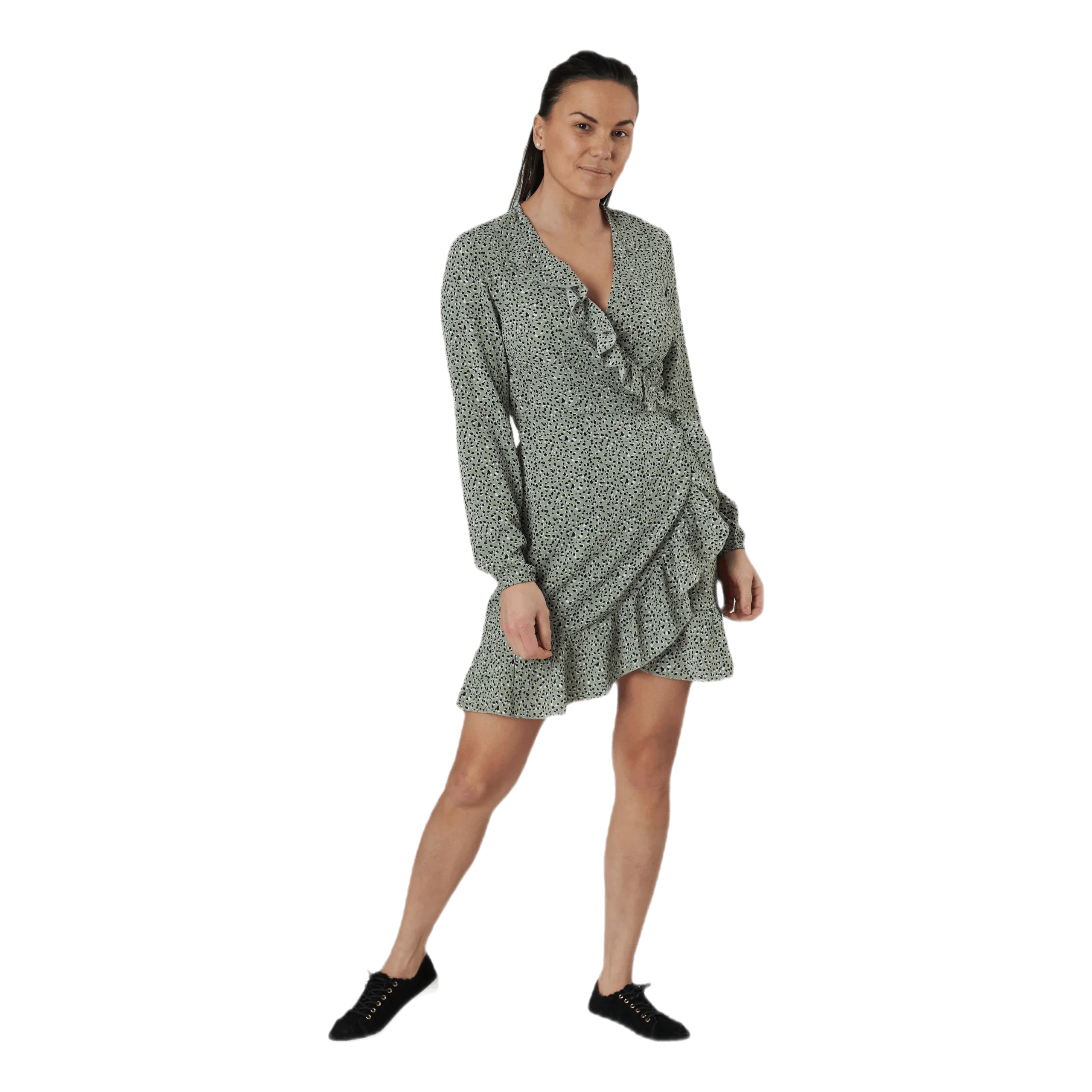 Only Carly L/S Wrap Short Dress Wvn Green