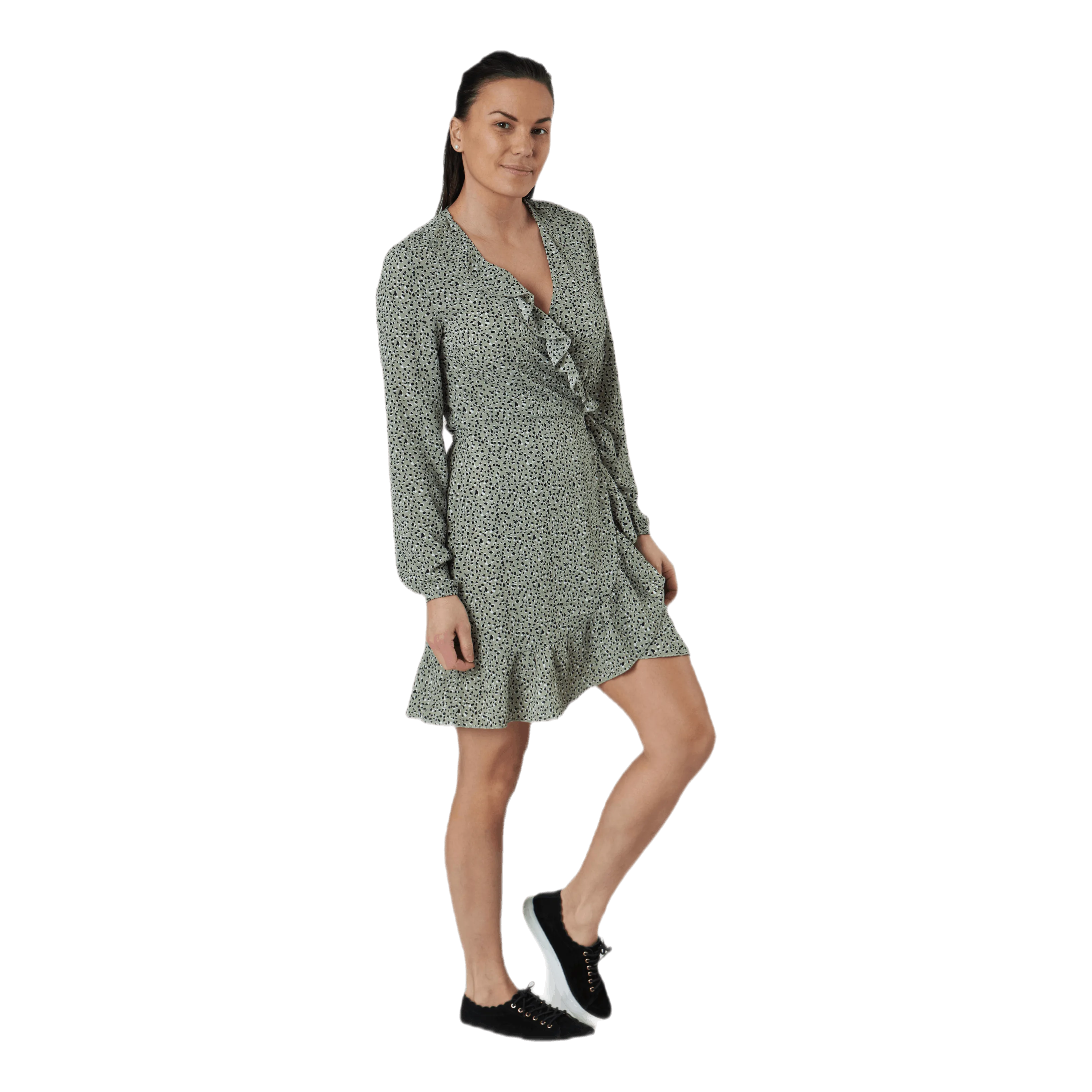 Only Carly L/S Wrap Short Dress Wvn Green