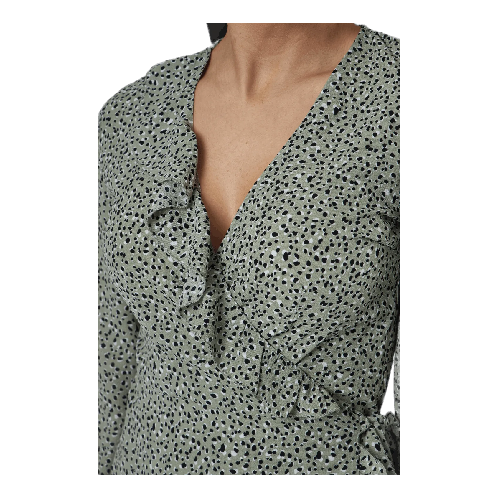 Only Carly L/S Wrap Short Dress Wvn Green
