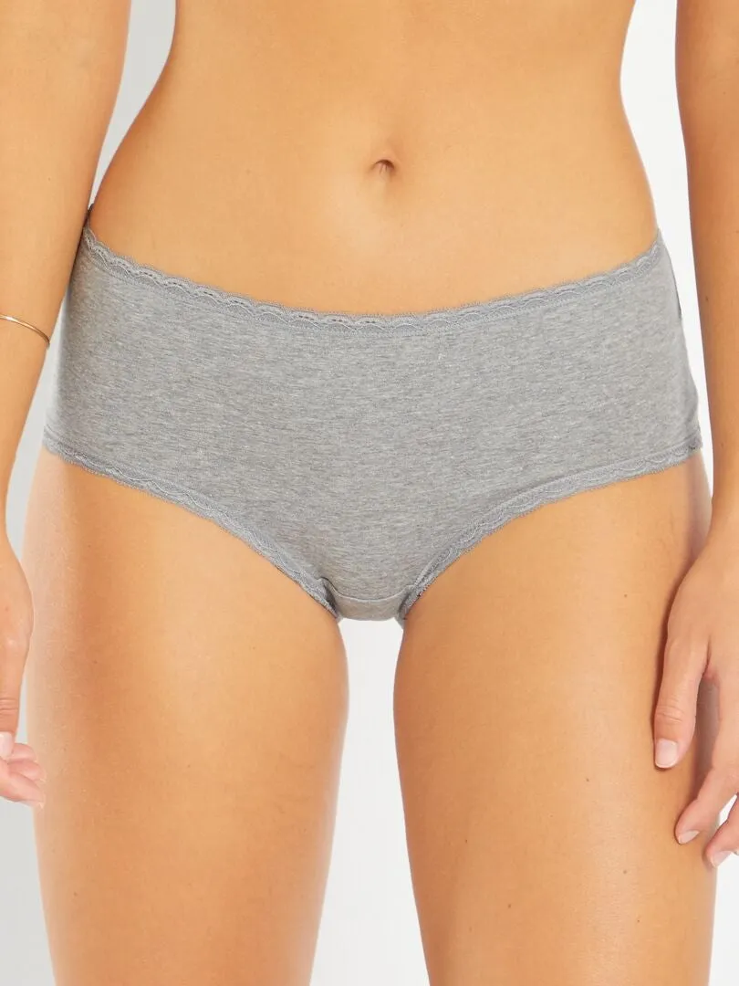 PACK DE 3 CULOTTES DE ALGODóN CON ACABADO DE ENCAJE  BLANCO