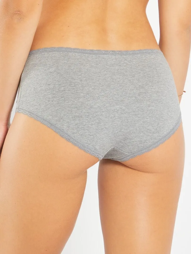 PACK DE 3 CULOTTES DE ALGODóN CON ACABADO DE ENCAJE  BLANCO