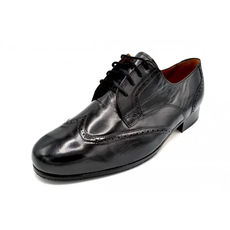 PACO CANTOS 187 NEGRO  ZAPATO DE VESTIR CON SUELA DE CUERO
