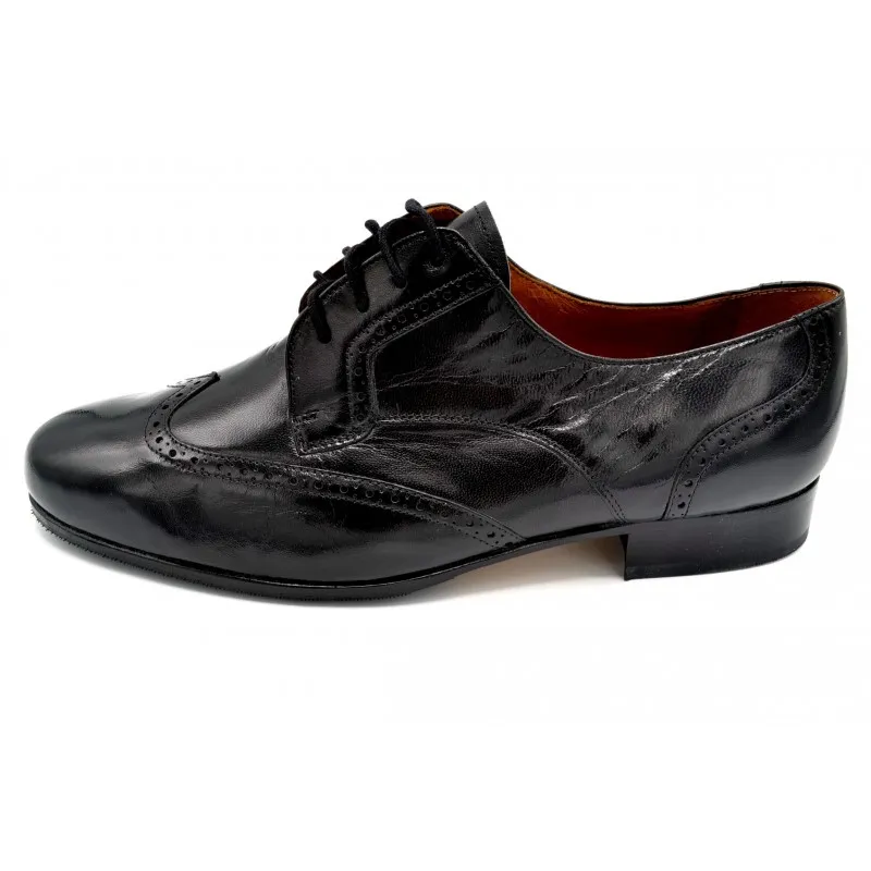 PACO CANTOS 187 NEGRO  ZAPATO DE VESTIR CON SUELA DE CUERO