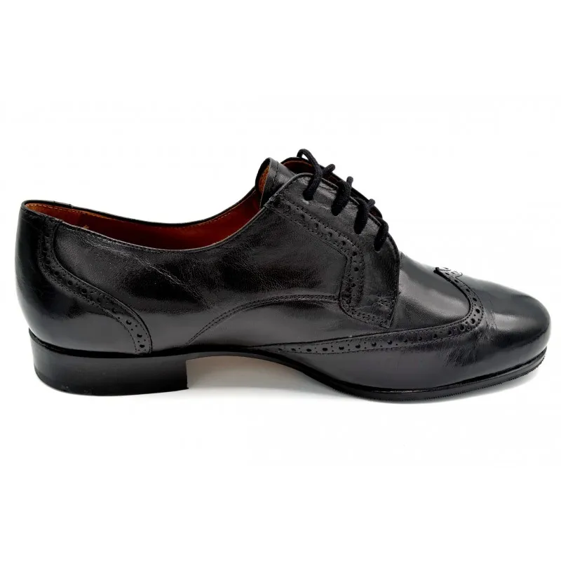 PACO CANTOS 187 NEGRO  ZAPATO DE VESTIR CON SUELA DE CUERO