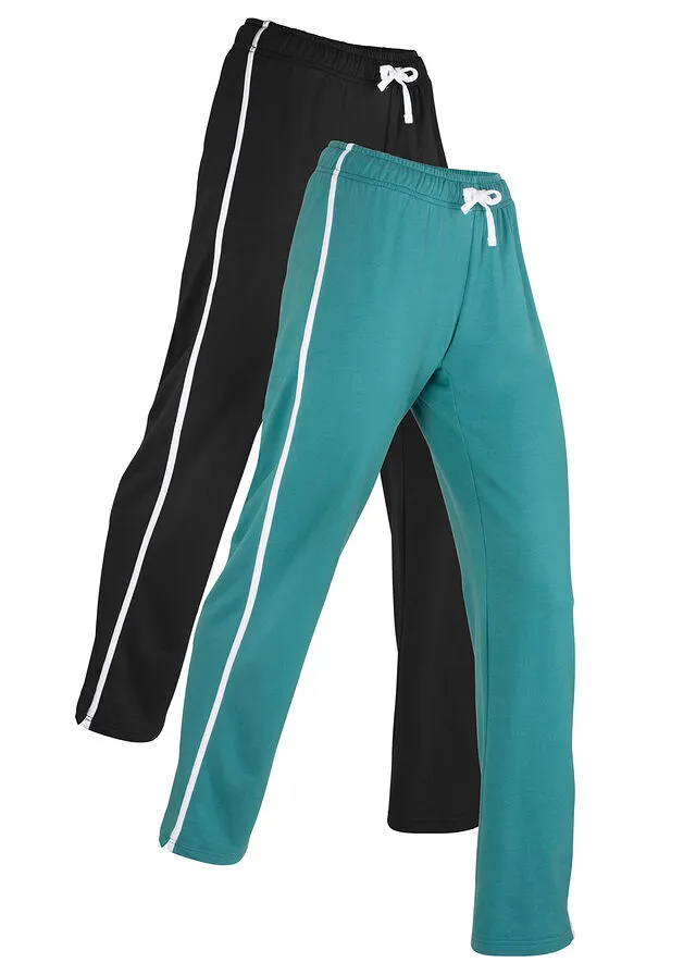 PANTALóN DE CHáNDAL DE ALGODóN DE CORTE RECTO (2 PARES) NEGROTURQUESA COBALTO MATE