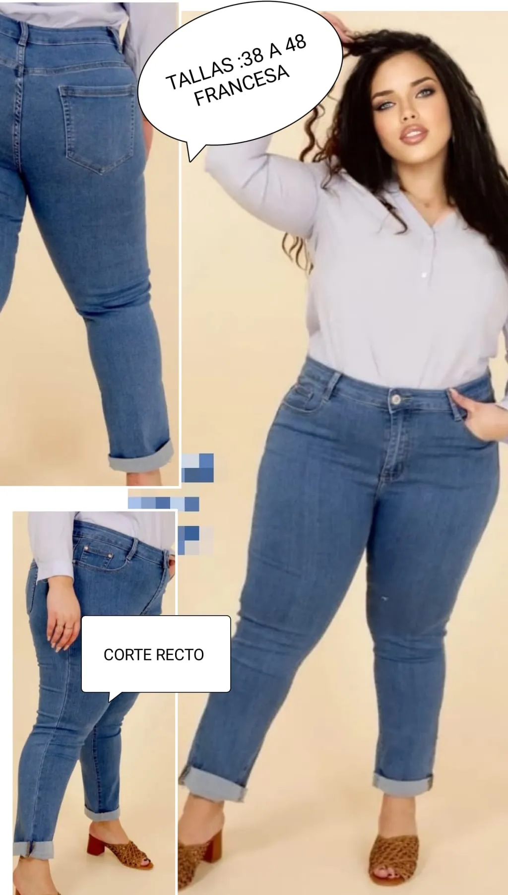 Pantalón Vaquero Recto Mujer Talla Grande