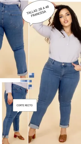 Pantalón Vaquero Recto Mujer Talla Grande