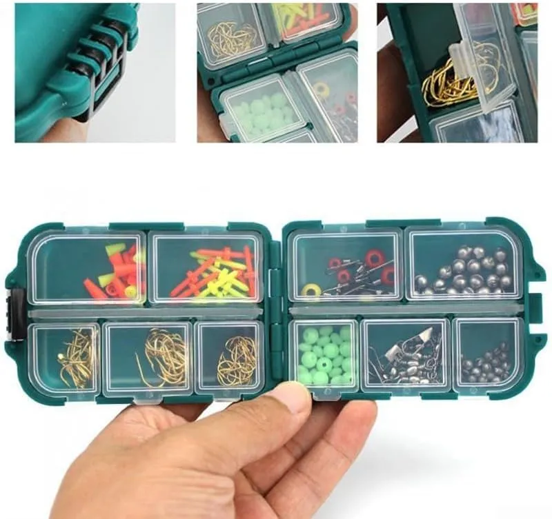 Paquete de accesorios de pesca de 157 piezas con caja de aparejos que ahorra espacio para un fácil transporte