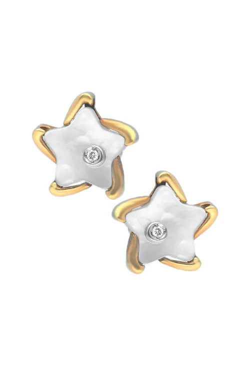 PENDIENTES DE ORO AMARILLO 18 KTES, NáCAR Y DIAMANTES. 005_11207901