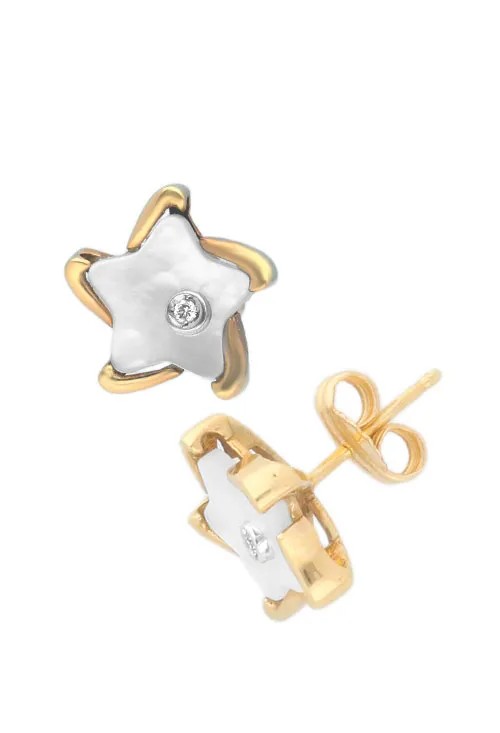 PENDIENTES DE ORO AMARILLO 18 KTES, NáCAR Y DIAMANTES. 005_11207901
