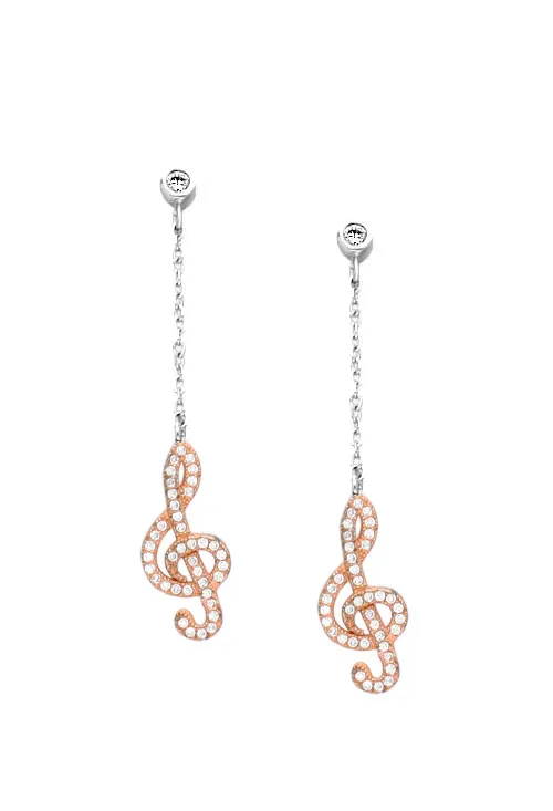 PENDIENTES EN PLATA Y CIRCONITAS CLAVE DE SOL. 088_0156821P