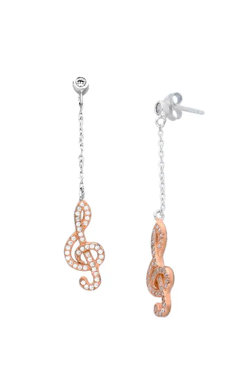 PENDIENTES EN PLATA Y CIRCONITAS CLAVE DE SOL. 088_0156821P