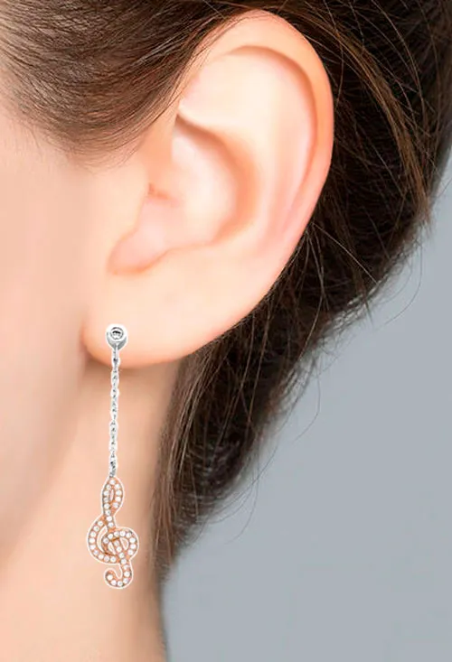 PENDIENTES EN PLATA Y CIRCONITAS CLAVE DE SOL. 088_0156821P