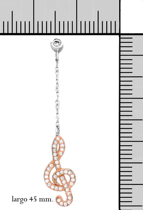 PENDIENTES EN PLATA Y CIRCONITAS CLAVE DE SOL. 088_0156821P