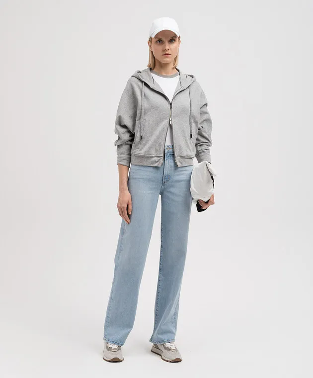 Peserico Gray sports jacket with monil chain logo embroidery