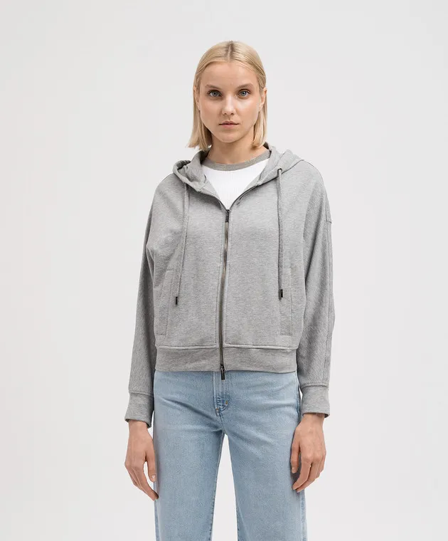 Peserico Gray sports jacket with monil chain logo embroidery