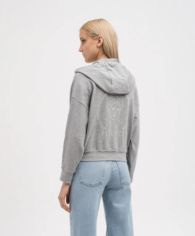 Peserico Gray sports jacket with monil chain logo embroidery