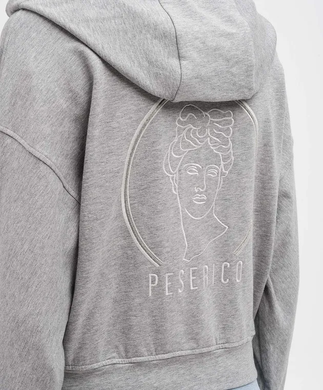 Peserico Gray sports jacket with monil chain logo embroidery