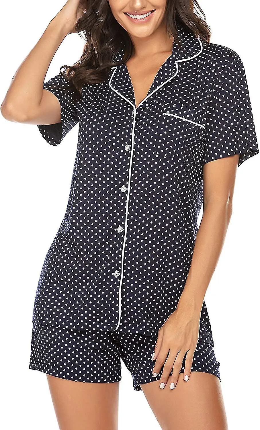 PIJAMAS SET SHORT SLEEVE SLEEPWEAR WOMENS BUTTON DOWN WEAR SOFT PJ LOUN SETSXXLAR