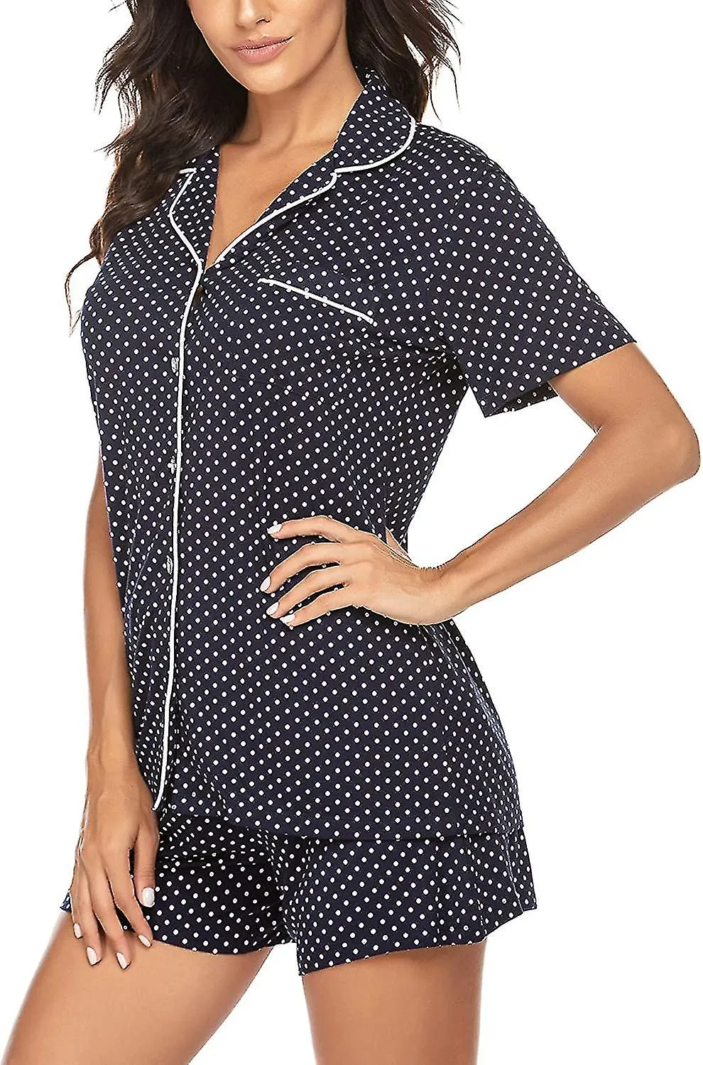 PIJAMAS SET SHORT SLEEVE SLEEPWEAR WOMENS BUTTON DOWN WEAR SOFT PJ LOUN SETSXXLAR