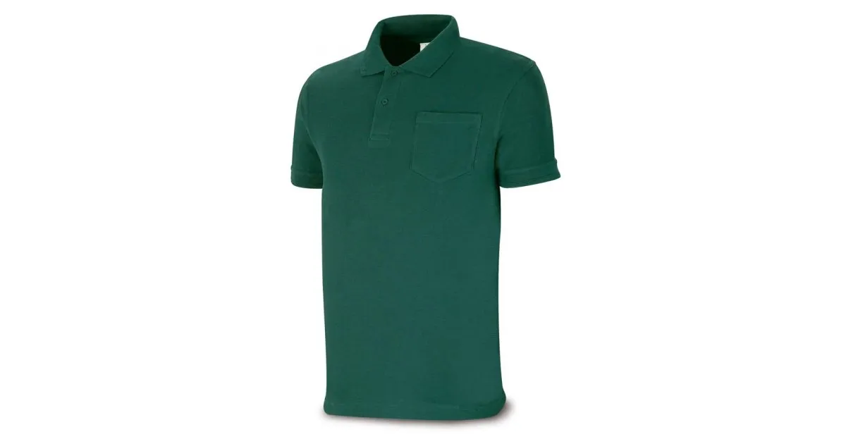 Polo BASIC verde 100% algodón. 175 gr. Manga corta